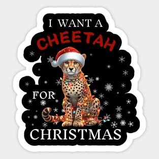 I want a Cheetah for Christmas Santa Cheetah Xmas Sticker